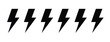 © wellcomejun - Lightening bolt vector icons set featuring electricity symbols, power and energy graphics, electric charge illustrations,