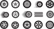 © SK 2008 - set car wheel icon collection. fast speed wheels symbol tire track texture racing logo design vector illustration