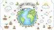 © The Event map - A charming illustration depicting earth day with a globe plants and cheerful elements
