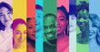 © master1305 - Colorful collage of smiling multiethnic people in vertical panels. Concept of diversity and inclusion for corporate websites, HR presentations, employer branding and marketing banners.
