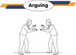 © Muhammad - Black outline vector of two businessmen arguing face to face in a meeting