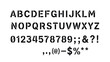 © Wisnu505 - Stencil alphabet, uppercase letters, numbers and punctuation marks, isolated white background.