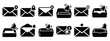 © SreeRaton - Minimalist black silhouette of a inbox notification vector icon set.