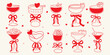 © Huma Fida - Valentine’s Day romantic cocktail doodle set. Hand drawn love drink icons with roses, strawberry and bows for greeting cards, wrapping paper, stickers, party invitations