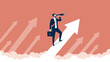 © Sham - Businessman On Rising Arrow Sees Far Horizon: Growth, Vision, And Career Progress