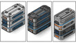 © markusmiller - Futuristic isometric sci-fi server blocks in grid design with tech details