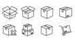 © Gandi - Collection of simple black and white box packaging icons.