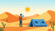 © Donald - Adventurous Trekker Camping In The Arid Desert Landscape With Sand Dunes