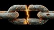 © LuDo - The metal chain link shatters, producing sparks and a luminous flare that illustrates a supply chain security breach and its susceptibility