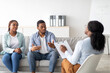 © Prostock-studio - Young black couple on meeting with marital counselor, working on their relationship at psychologist's office. Millennial spouses having family problems, consulting psychotherapist at clinic