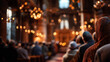 © Laura - Defocused religious leaders conducting worship in historic synagogue, blurred ceremonial service, Jerusalem setting, faith community gathering, traditional religious architecture,