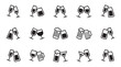 © VANU - Different types of drink glasses clinking together in various celebration toast icons set
