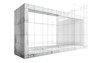 © Abzr - Isometric view of a concrete building with large grid windows