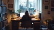 © Ryan Arditya - Woman working on a computer in a warm and cozy home office setting