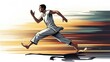 © Sanguan - Dynamic Barefoot Runner in Motion Capturing Fluidity and Speed with Energetic Background