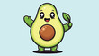 © Kangwa - Adorable Avocado Character Waving and Holding a Leaf.