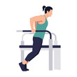 © Lily - Woman exercising on parallel bars, performing dips for upper body strength