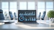 © Trendy Motion - A sleek laptop displays various financial charts and graphs on a modern white office desk