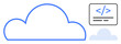 © robu_s - Cloud computing, software coding, data storage, web development, IT services, innovation. Cloud icon with programming code symbol. Cloud computing and software coding theme