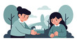 © Amie - Modern flat vector of a child showing sympathy to a friend, give tissue, ideal for empathy lessons, emotional charts, and social-emotional learning resources