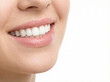 © Someone Cooked Here - Perfectly clean white teeth dental smile with copy space on right