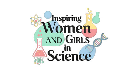 Naklejka na meble Women science inspiring illustration showing education innovation research creativity learning empowerment equality future growth and global awareness concept