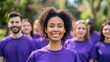 © Anat art - Diverse Group Walks Together in Park While Wearing Purple Shirts, Creating Bonds of Hope and Community Support in a Natural Setting