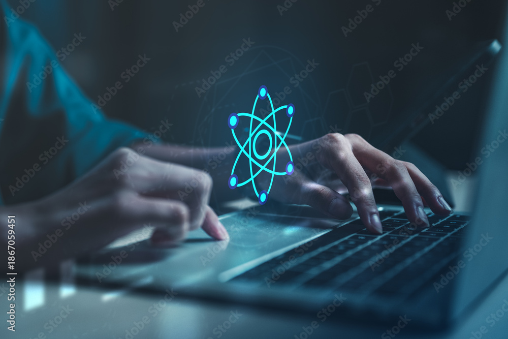 Quantum computing and artificial intelligence concept with futuristic ...