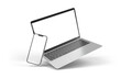© sdecoret - Floating mobile phone and laptop isolated on transparent background 3d rendering