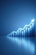 © Andrey - Blue rising bars with glow, financial growth and analytics concept