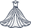 © smth.design - Elegant ball gown dress with layered fabric and fitted bodice, vintage evening wear illustration