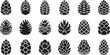 © topceptart - Pine cone icon. Set of black pine cone icon white background. Vector illustration eps