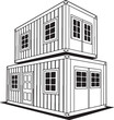 © Picture Paradise - Outline illustration of stacked shipping container home architecture.