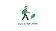 © Maryam - Man walking with green leaf plant.