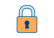 © Gabrieuskal - Icono de candado cerrado en tonos naranja y azul para representar seguridad digital y protección de datos
