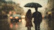 © Bilal Ulker - Rainy Day Romance: A blurred couple strolling together under an umbrella on a rainy day, capturing a moment of intimacy and shared shelter.