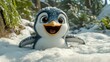 © TITISCAHYA - Cute penguin in snow, joyful expression