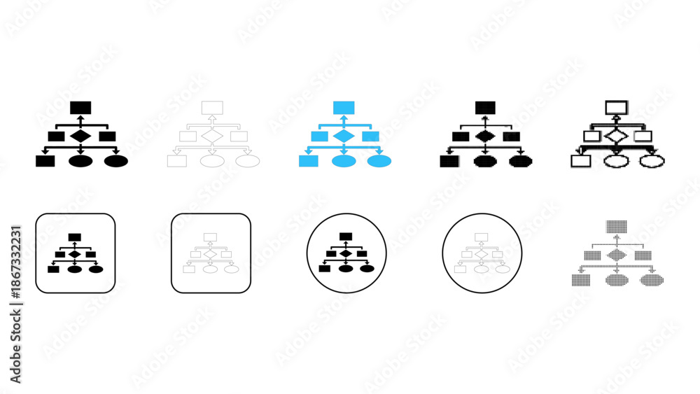 Var Process Vectogram Set of organizational chart icons, hierarchy diagrams, structure ...