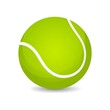 © Jani - Bright green tennis ball with white seam, casting subtle shadow on a white background, isolated