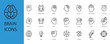 © sri - brain set icons outline and Flat Style,transparent background