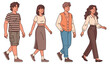 © supplement - Group of diverse young adults walking in casual clothing