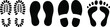 © naeem - Diverse Collection of Footprint and Shoe Sole Silhouettes, Various Footwear Tread Patterns and Barefoot Prints, Vector Set of Athletic, Casual, and Barefoot Impression Icons, vector, illustration.