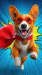 © Svitlana - Superhero Corgi Dog in Red Cape and Mask Comic Book Style