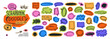 © Anastasiia Hevko - Funky y2k speech bubble scrapbook collection. Torn paper bubble shapes for dialogue, message and text. Comic colorful scrapbook collage speech bubbles. Hand drawn vector sketch balloons.