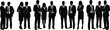 © Masuduzzaman - Large group of business people silhouettes, men and women standing in formal wear vector illustration, corporate teamwork crowd isolated on white background