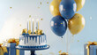 © MAHBUB - Birthday celebration with blue and gold decorations