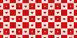 © accogliente - Valentine's Day Red Checkered Seamless Patter with Star and Hearts. Wave rhombus with lace. Repeating print for wrapping paper and textile. Love and romantic wallpaper. Vector illustration background