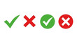 © DesignerKamran99 - Set of green check marks and red x signs in various styles on transparent background