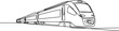 © mst - Traveling by train minimalist black linear sketch isolated on white background. one line Art icon drawing