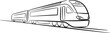 © mst - Traveling by train minimalist black linear sketch isolated on white background. one line Art icon drawing